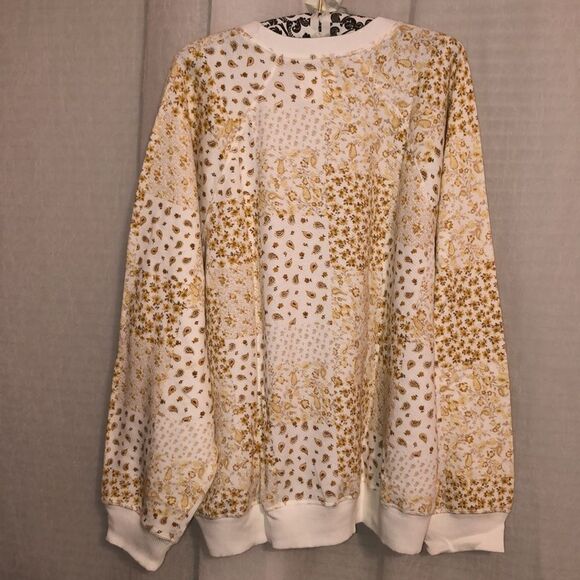 AE XXL Bandana Patchwork White Natural Yellow Print Crewneck Sweatshirt - Picture 7 of 16